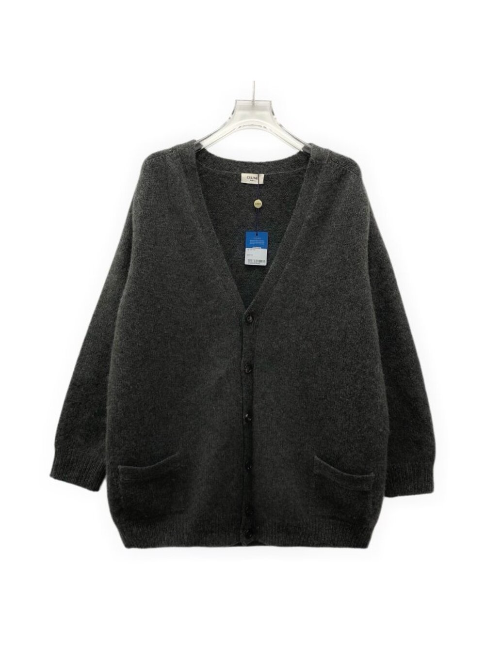 Celine Black Cashmere V-Neck Button-Front Cardigan